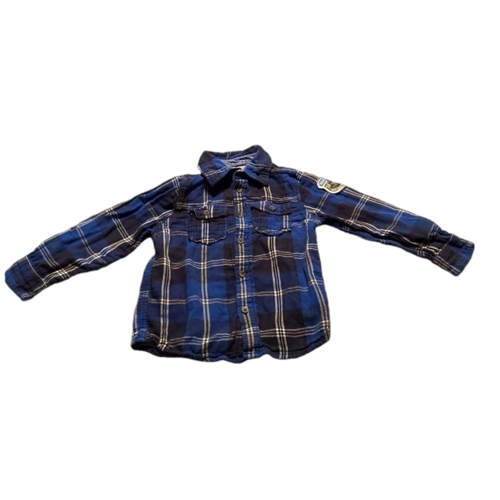 Boys Blue Plaid Joe Fresh Shirt Size 5T